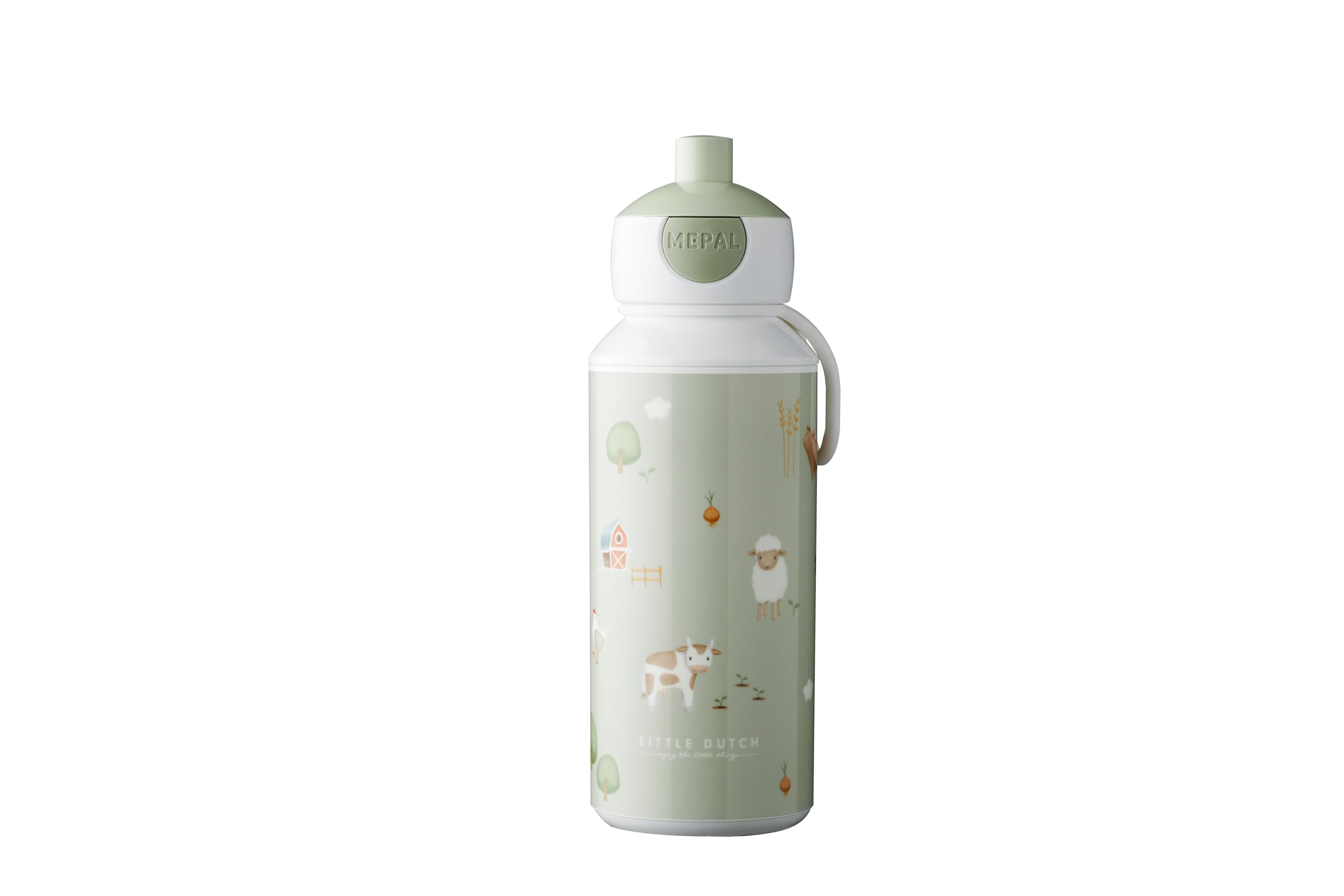 Mepal - Drinking Bottle Pop-up Campus - Drinking Bottle Little Dutch - Leak Proof Drink Bottle For School - BPA-free & Dishwasher Safe - 400 ml - Little Farm