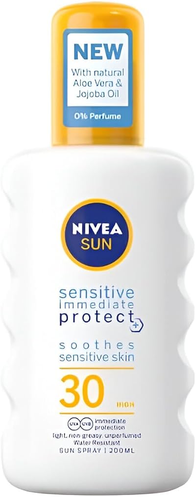 NIVEA Sun Lotion SPF 30 Sensitive Skin Unscented Water Resistant 200ml 2 Pack