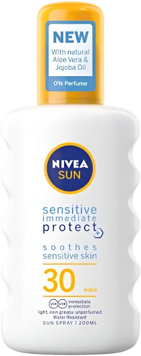 NIVEA Sun Lotion SPF 30 Sensitive Skin Unscented Water Resistant 200ml 2 Pack