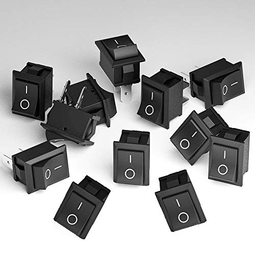 12 Pcs SPST Snap-in ON-Off 2 Pin Snap Rocker Boat Switch Black AC 250V 6A 125V 10A for Car Auto Boat Household Appliances by MXRS - Thumbnail 6