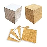 Hangnuo 100 Pack Self-Adhesive Cork Squares for Tile Coasters, 4 X 4 Inches Cork Backing Sheets Mini Tiles Board for DIY Crafts