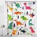 Riyidecor Kids Dinosaur Shower Curtain for Bathroom 72Wx72H Boys Cartoon Animal Colorful Dino Multi Color Child Wildlife 12 Pack Metal Hooks Decor Fabric Bathroom Polyester Waterproof RY-MSLQ