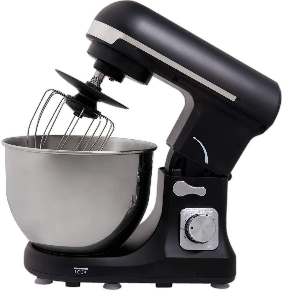 Fine Elements Stand Mixer – 1000 W – 6 Speed Setting – Black - Perfect Home Baking, Healthy Pastries – with Attachable Dough Hook, Beater and Whip