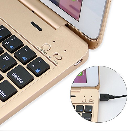 iPad Mini 4 Keyboard Case, iEGrow F1+ Ultra Slim Clamshell Lightweight Keyboard Case for iPad Mini 4 Model A1538/A1550(Gold) - Thumbnail 4