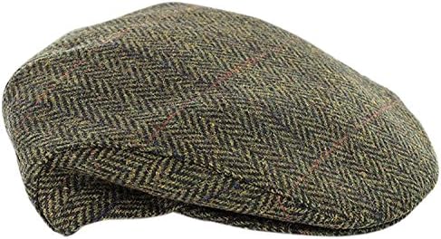 Mucros Weavers Trinity Tweed Flat Cap-Green Herringbone (Large)