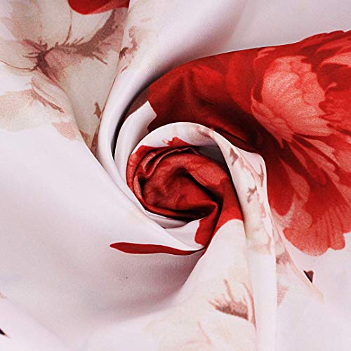 Novia's Choice Women African Floral Print Pleated High Waist Maxi Casual A-Line Skirt(White&Red Flower XXL)