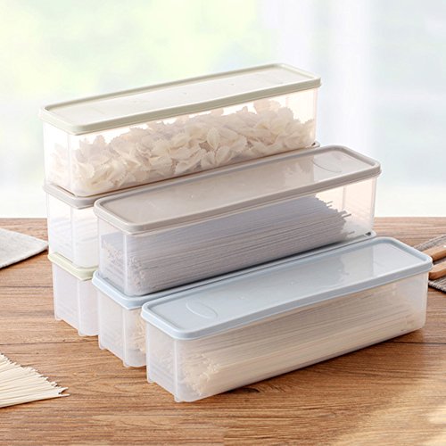 Afco Strip Noodle Storage Box Refrigerator Food Container Drawer Kitchen Food Rack size 30cm x 8.2cm x 8cm (Khaki)