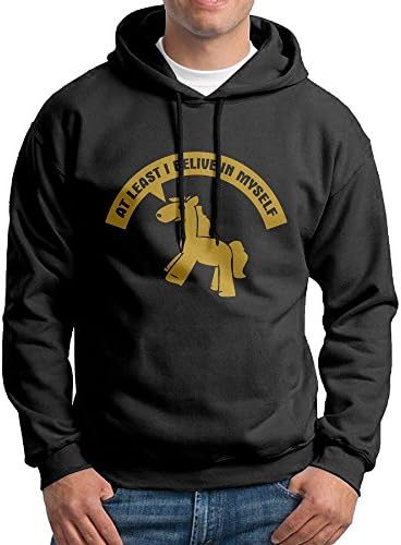 Fashion Men's Athletic At Least I Believe In Myself Print Soft &amp; Cozy Drawstring Hooded Without Pocket Hoody Black XL