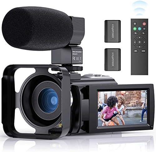 Video Digicam Camcorder, FamBrow YouTube Digicam FHD 1080P 24MP 16X Digital Zoom Camcorders Vlogging Digicam 3.0 Inch IPS Display Video Recorder with Microphone, 2.4G Distant, Lens Hood, 2 Batteries