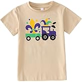 MODNTOGA Kids Boy Mardi Gras T-Shirt Short Sleeve Truck Print Fat Tuesday Crewneck Tee Shirt Toddler New Orleans Party Tops