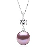 COYATE Pearl Necklace for Women | 12-13mm Cultured Round Pearl | 925 Sterling Silver Chain Pendant with CZ Diamond | Birthday, Anniversary Christmas Mother's Day Luxury Jewelry Gift for Women, 18"+2"