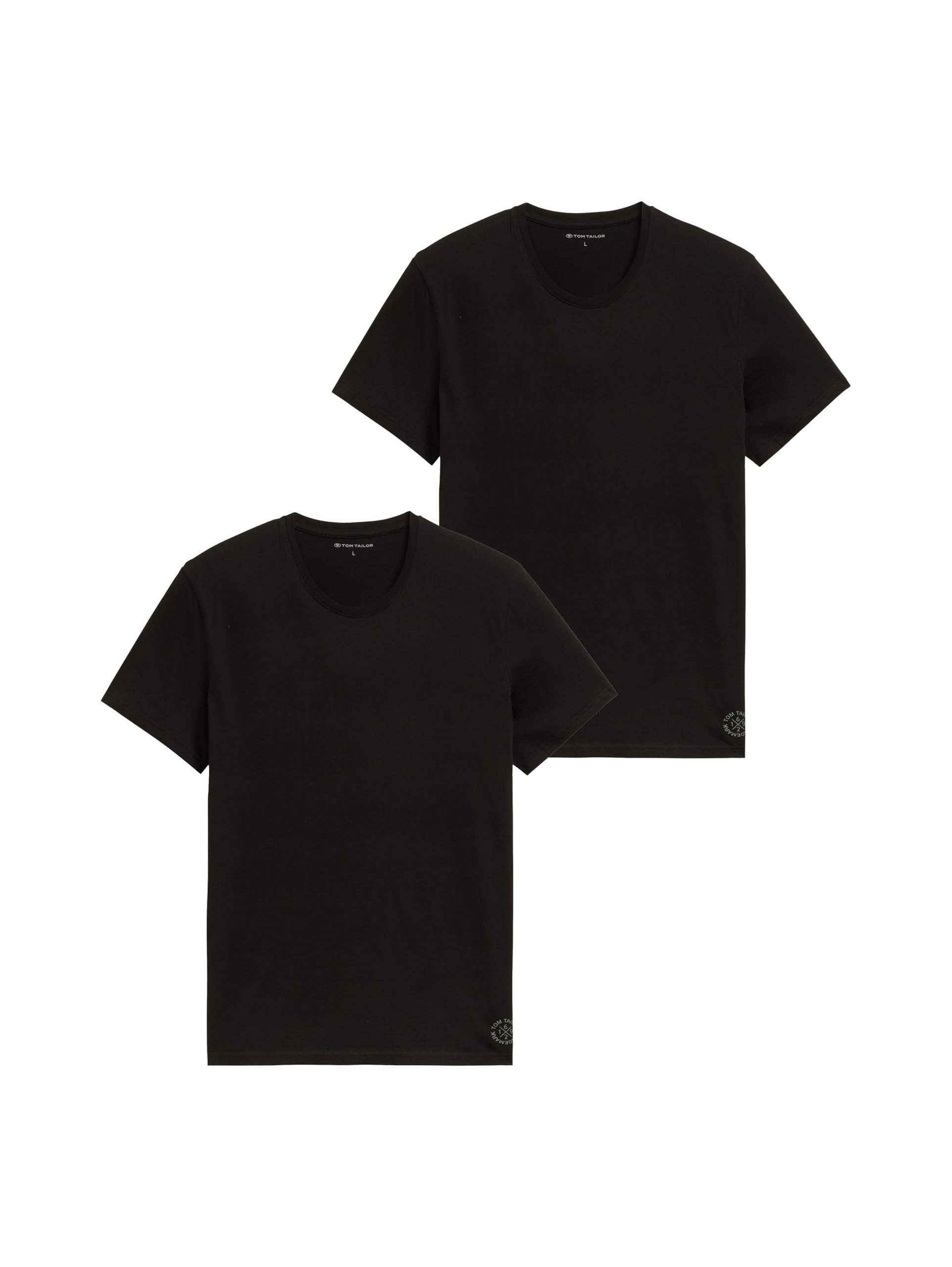 TOM TAILOR Herren Crewneck T-Shirt im Doppelpack, 29999 - Black, S