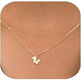 Aswinfon Dianty Squirrel Necklace For Women 18K Gold Plated Cute Animal Jewelry Squirrel Christmas Gift for Teens Hers
