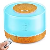 Remote Control Essential Oil Diffuser, 500ml Ultrasonic Aroma Cool Mist Humidifier with 7 Color Light Changing And 4 Timer Settings