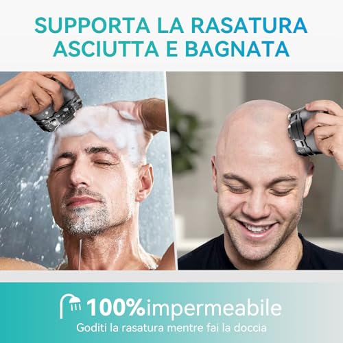 kensen Men's 6D Bald Head Electric Shaver Waterproof Cordless 160 Minutes Working Time Men's Hair Clipper with Magnetic Cutting Head & USB-C Charging Port