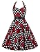 GRACE KARIN Women Vintage 1950s Halter Cocktail Party Swing Dress with Sash