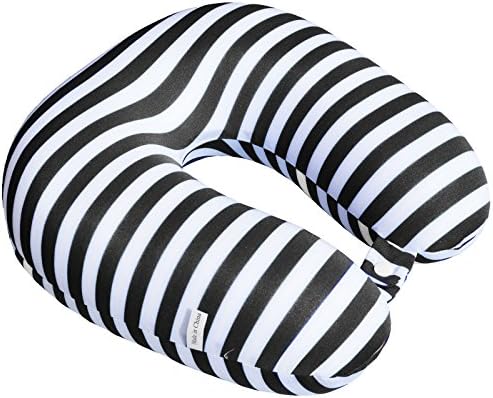 Oceanwide88 - U Shaped Neck Pillow Ultralight Micro Beads Black White Travel Mate Head Support