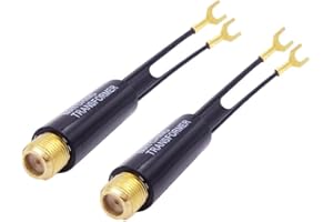 Fancasee 2-Pack Gold Plated 75 Ohm to 300 Ohm UHF/VHF/FM Matching Transformer Converter Adapter with F Type Female Plug Jack Coax Coaxial Connector for TV Satellite Aerial FM AM Antenna