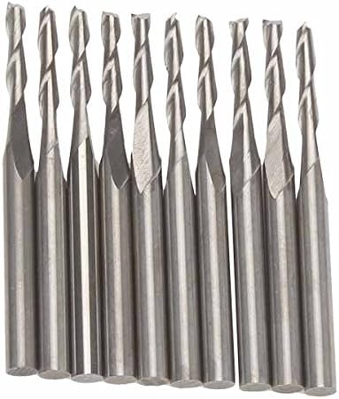 1/8" Carbide Dual Flute Spiral Router Bit Cutting Tool 3.175mm Shank 2mm CED (Pack of 10)