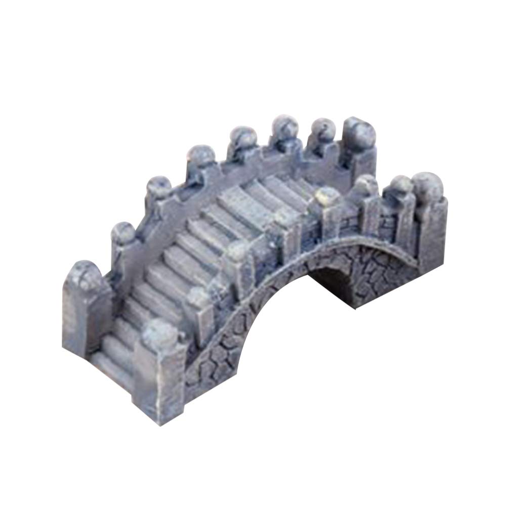 SUPVOX 2 PCS Mini Bridge Antique Arch Bridge for Fairy Garden Terrarium Aquarium Fish Tank Decor (Grey)