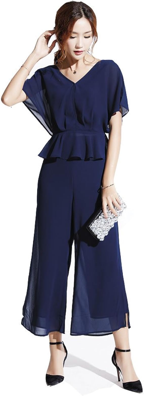 Amazon Kayaa パーティードレス パンツドレス 結婚式 ドレス 半袖 ブラウス ワイドパンツ セットアップ 大きいサイズ 披露宴 二次会 レディース フォーマル パンツスーツ パンツスーツ 通販