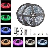 Led Strip Light Waterproof 600leds 32.8ft 10m Waterproof Flexible Color Changing RGB SMD 5050 600leds LED Strip Light Kit with 44 Keys IR Remote Controller and 12V 5A Power Supply