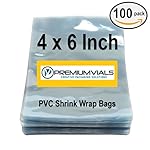 100 pcs Quality 4 x 6 inch Odorless PVC Shrink Wrap Bags for Soaps, Bath Bombs, Bottles, Crafts & DIY Homemade Products by Premium Vials - 100 gauge