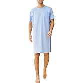 Latuza Men's Cotton Nightshirt Short Sleeves Sleep Shirt Nightgown