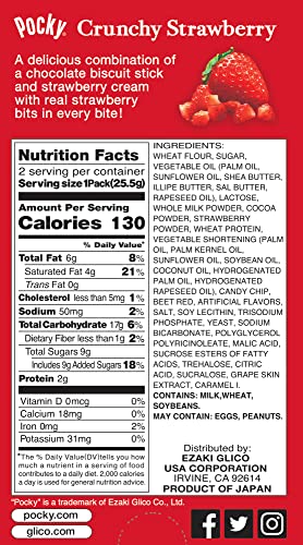 GLICO POCKY CRUNCHY STRAWBERRY COVERED CHOCOLATE BISCUIT STICKS 1.79 OZ