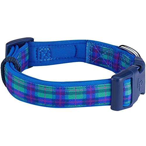 Blueberry Pet Soft & Comfy Scottish Hudson Blue Plaid Tartan Style Designer Padded Adjustable