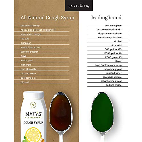 Maty's All Natural Cough Syrup 6 fl oz, Made with Immune Boosting Buckwheat Honey