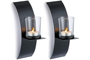 Sziqiqi Wall Candle Sconces for Decorations, Black Metallic Wall Mounted Candle Sconces for Room, Hallway, Entryway, Bathroom Decor