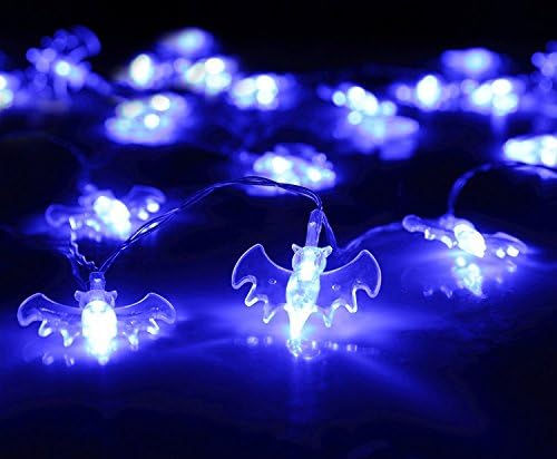 Halloween Lights Outdoor, SurLight Halloween Lights Battery Operated Halloween Decorations Blue Bat Lights 20 LED Halloween String Lights, Lights for Halloween Decor (Blue Bat Light, 7.2ft/2.2m)