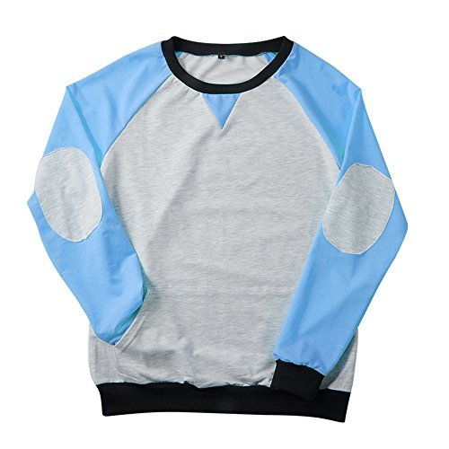 Loveternal Womens Casual Tops Round Neck T Shirt Long Sleeve Tee Color Block Sweatshirt with Pockets M