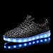 [NEW SIZE VERSION] LeoVera Men's & Women's LED Shoes Luminous Flashing Sneakers LVYZ86-Black-39