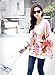 Lowpricenice Women Batwing Sleeve Chiffon Shirt Bohemian Flower Oversized Tops (L)