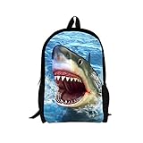 HUGS IDEA Shark Pattern Cool Boys Child School Bag 3D Animals Kids Student Backpack