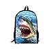 HUGSIDEA Shark Pattern Cool Boys Child School Bag 3D Animals Kids Student Backpack