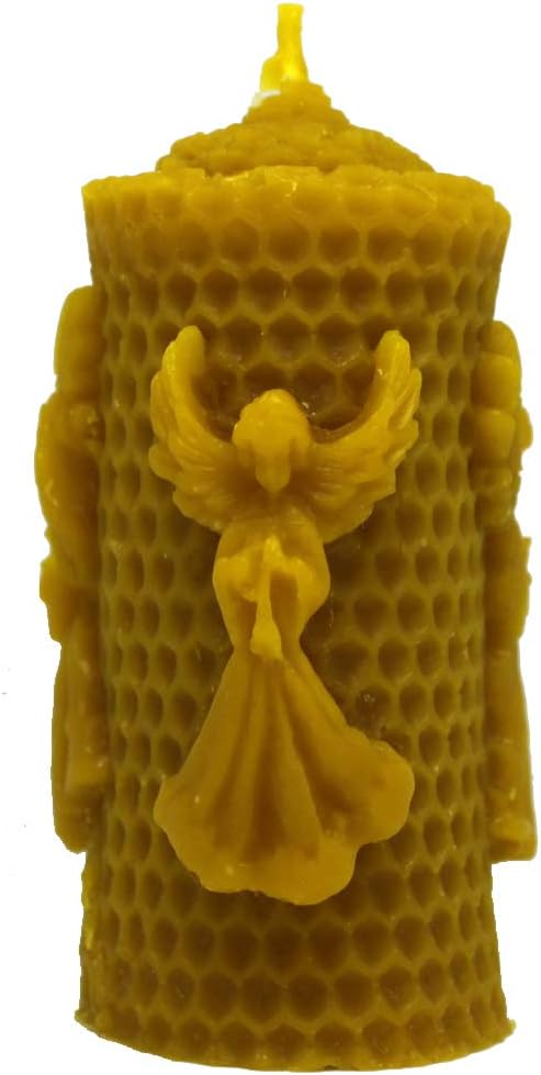 Pure Beeswax Candle, Handmade Taper Candle, 2.3 x 4.2 Inches, 3.52 Ounces, 100% Cotton Wick, Burns up to 10 Hours, Scent of Many Wild Flowers, Natural Air Purifier