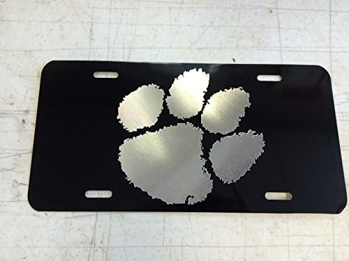 Clemson Tiger Paw Car Tag Diamond Etched on Aluminum License Plate