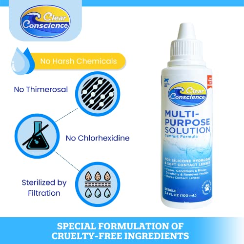 Clear Conscience MultiPurpose Contact Lenses Solution Travel Size Contact Lens Solution, Mild