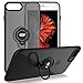 iPhone 8 Plus Case, iPhone 7 Plus Semi-Transparent Case with Ring Holder Kickstand Built-in Metal Sheet Work with Magnetic Car Mount Ultra-Slim Cover Case for iPhone 8 Plus 5.5 inch - Clear Black