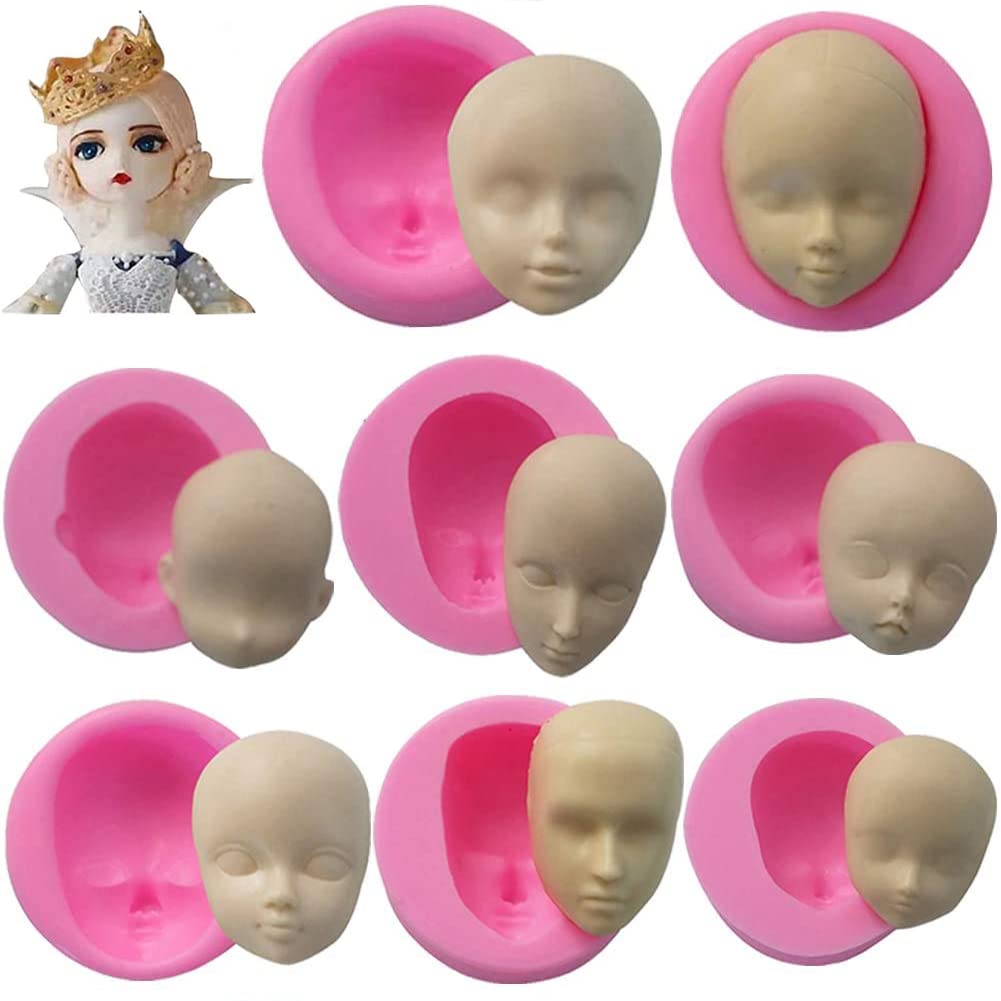 BEAUTY'S CASTLE 8pcs Baby Face Silicone Moule Handmade Polymer Clay Molds Sugarcraft Chocolate Mould Baking Tools