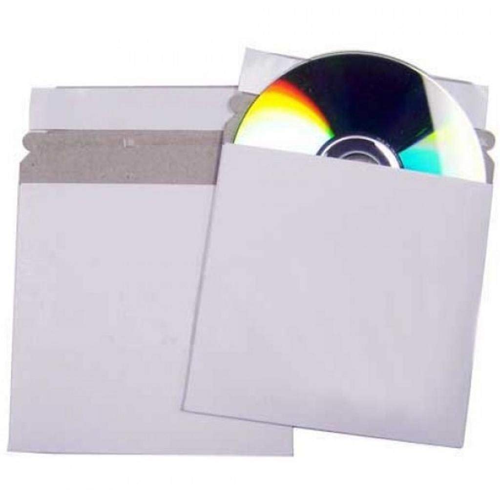 25-Pack CD DVD Blu-Ray Disc Cardboard Sleeve Mailers - White Peel and Seal Envelopes for Secure Postal Delivery