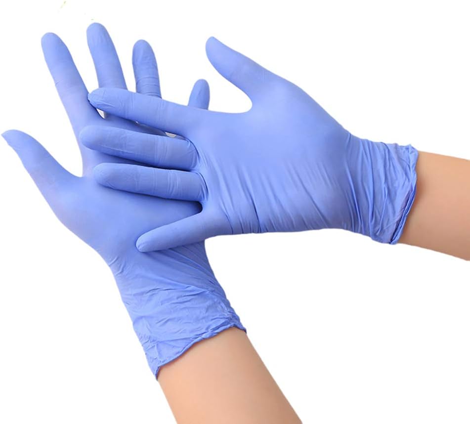 Sivene 100 pcs Disposable Latex Free Nitrile Gloves 100 Count Heavy Duty Powder Free Cleaning Gloves - Purple, M