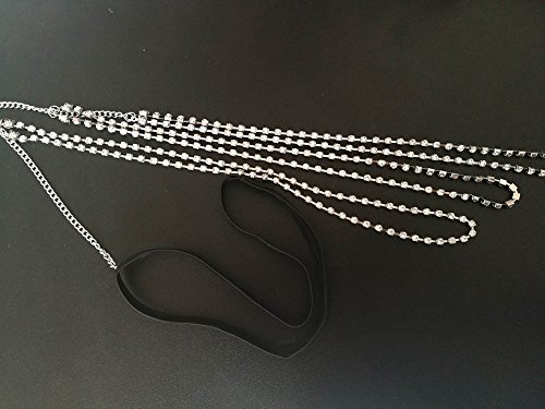 Women Sexy Bohemia Rhinestones Multi Layers Leg Thigh Chain Shiny Jewelry Beach Body Chain (Silver Color)
