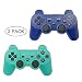 PS3 Controller 2 Pack Wireless Bluetooth 6-Axis Controllers Dualshock 3 Gamepad for PlayStation 3 (Blue+Green)