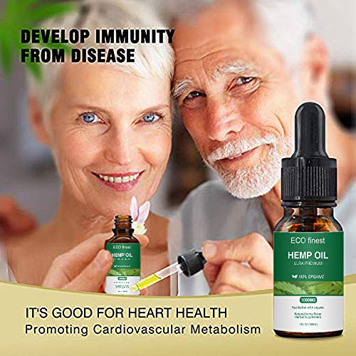 Hemp Oil for Pain & Stress Relief, Ecofinest 100 Natural Hemp Seed