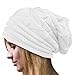 Women Knitted Hat, Malltop Winter Warm Crochet Beanie Folded Flanging Caps (White)