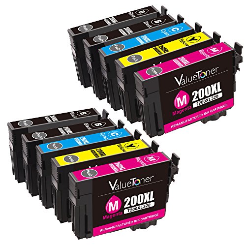 Valuetoner Remanufactured Ink Cartridges Replacement for Epson 200XL 200 XL (4 Black,2 Cyan, 2 Magenta,2 Yellow) 10 Pack for Epson XP-310 Expression XP-410 XP-400 WorkForce WF-2540 WF-2530 Printer